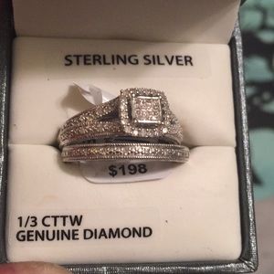 Sterling silver 1/3 CTTW genuine diamond